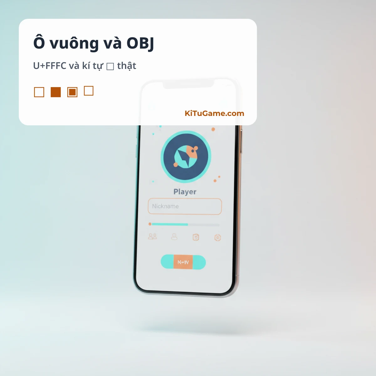 Kí tự OBJ trong ô vuông và kí tự ô vuông trống